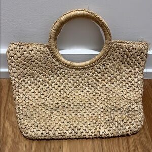 Natural Woven Straw Tote Bag